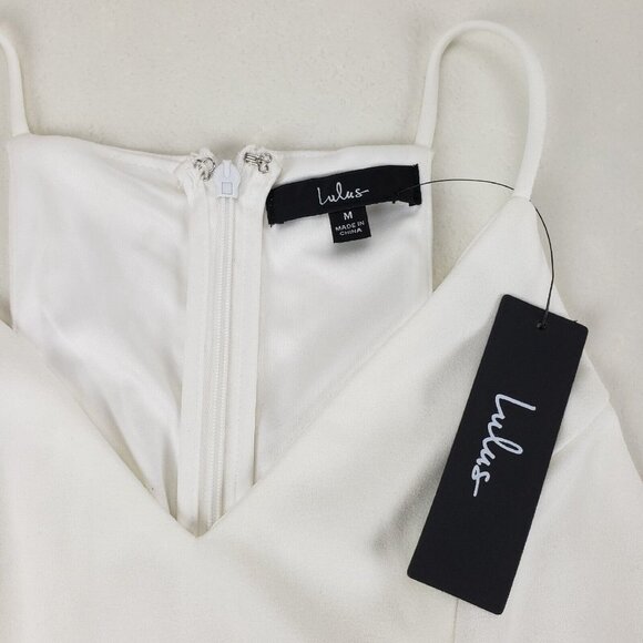 Lulus V Neck Bodycon Mini Dress White Womens Medium Came Here to Party Cocktail - Picture 10 of 16